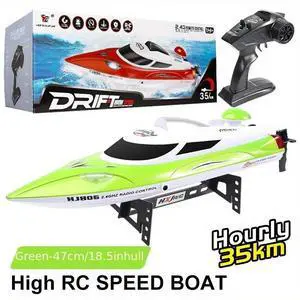 LDLC RC High Speed 35km/h Racing Boat, Sealed Waterproof,Huge size ship Automatic flip Unsinkable green