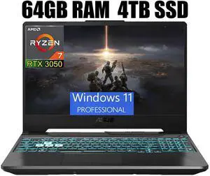 ASUS TUF A15 Gaming Laptop, 15.6" Full HD 144Hz Display, AMD Ryzen 7 7435HS 8 cores Processor, NVIDIA GeForce RTX 3050 4GB GDDR6, RGB Backlit KB, Wi-Fi 6, 64GB DDR5  4TB PCIe SSD, Windows 11 Pro