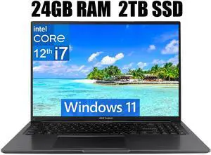 ASUS Vivobook 16 Laptop, 16" WUXGA (1920 X 1200) Display, Intel Core i7-1255U 10 Cores Processor, Intel Iris Xe Graphics, Webcam, HDMI, Wi-Fi, 24GB DDR4  2TB PCIe SSD, Windows 11