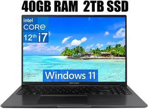 ASUS Vivobook 16 Laptop, 16" WUXGA (1920 X 1200) Display, Intel Core i7-1255U 10 Cores Processor, Intel Iris Xe Graphics, Webcam, HDMI, Wi-Fi, 40GB DDR4  2TB PCIe SSD, Windows 11