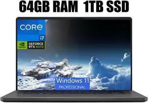 ASUS ROG Zephyrus G16 Gaming Laptop, 16" Full HD 165Hz Display, Intel Core i7-13620H 10-core Processor, GeForce RTX 4070 8GB GDDR6 Graphics, RGB KB, WiFi 6E, 64GB DDR4  1TB PCIe SSD, Windows 11 Pro