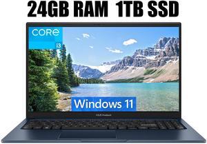 ASUS Vivobook 15 Laptop, 15.6" FHD (1920 x 1080) Display, Intel Core i3-1215U 6 cores Processor, Intel UHD Graphics, Wi-Fi 5, Bluetooth, 24GB DDR4  1TB PCIe SSD, Windows 11