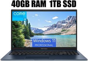 ASUS Vivobook 15 Laptop, 15.6" FHD (1920 x 1080) Display, Intel Core i3-1215U 6 cores Processor, Intel UHD Graphics, Wi-Fi 5, Bluetooth, 40GB DDR4  1TB PCIe SSD, Windows 11 Pro