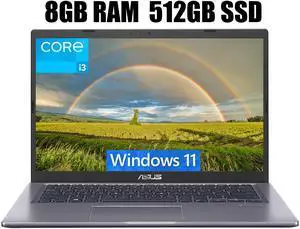 ASUS VivoBook 14 Laptop, 14" Full HD Non-Touch Display, Intel Core i3-1115G4 2-Core Processor,  Intel UHD Graphics, Backlit Keyboard, Fingerprint Reader, 8GB DDR4  512GB PCIe SSD, Windows 11