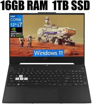 ASUS TUF Dash 15 Gaming Laptop, 15.6" 144Hz FHD Display, Intel Core i7-12650H 10 cores Processor, NVIDIA GeForce RTX 3060 6GB GDDR6, Thunderbolt 4, 16GB DDR5  1TB PCIe SSD, Windows 11