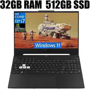 ASUS TUF Dash 15 Gaming Laptop, 15.6" 144Hz FHD Display, Intel Core i7-12650H 10 cores Processor, NVIDIA GeForce RTX 3060 6GB GDDR6, Thunderbolt 4, 32GB DDR5  512GB PCIe SSD, Windows 11