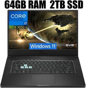 ASUS TUF Dash 15 Ultra Slim Gaming Laptop, 15.6" 144Hz FHD, Intel Core i7-11370H 4 cores, NVIDIA GeForce RTX 3050 Ti 4GB GDDR6, Wi-Fi 6, Thunderbolt 4, 64GB DDR5  2TB PCIe SSD, Windows 11
