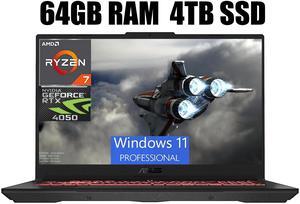 ASUS TUF Gaming A17 Gaming Laptop, 17.3" FHD 144Hz Display, AMD Ryzen 7 7735HS 8 cores processor, NVIDIA GeForce RTX 4050 6 GB GDDR6, Wi-Fi 6, 64GB DDR5 4TB PCIe SSD, Windows 11 Pro ASUS TUF Gaming A17 Gaming Laptop, 17.3" FHD 144Hz Display, AMD Ryzen 7 7735HS 8 cores processor, NVIDIA GeForce RTX 4050 6 GB GDDR6, Wi-Fi 6, 64GB DDR5 4TB PCIe SSD, Windows 11 Pro