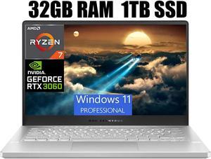 ASUS ROG Zephyrus 14 Gaming Laptop, 14" FHD 144Hz Display, AMD Ryzen 7 5800HS 8 Cores Processor, NVIDIA GeForce RTX 3060 6GB GDDR6, Backlit Keyboard, 32GB DDR5  1TB PCIe SSD, Windows 11 Pro