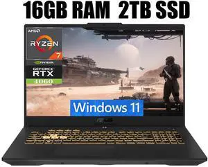 ASUS TUF Gaming A17 Gaming Laptop, 17.3" FHD 144Hz Display, AMD Ryzen 7 7735HS 8 Cores processor, NVIDIA GeForce RTX 4060 8GB GDDR6, Wi-Fi 6 Bluetooth 5.2, 16GB DDR5  2TB PCIe SSD, Windows 11