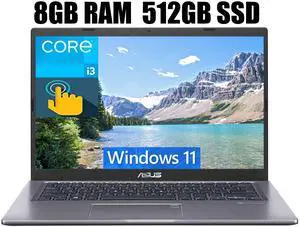ASUS VivoBook 15 Laptop, 15.6" FHD1920 x 1080 Touchscreen, Intel Core i3-1115G4 2 Cores (up to 4.10 GHz) Processor, Intel UHD Graphics, Fingerprint Reader, 8GB DDR4  512GB PCIe SSD, Windows 11