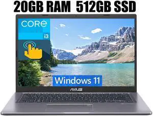 ASUS VivoBook 15 Laptop, 15.6" FHD1920 x 1080 Touchscreen, Intel Core i3-1115G4 2 Cores (up to 4.10 GHz) Processor, Intel UHD Graphics, Fingerprint Reader, 20GB DDR4  512GB PCIe SSD, Windows 11
