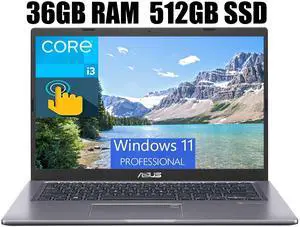 ASUS VivoBook 15 Laptop, 15.6" FHD1920 x 1080 Touchscreen, Intel Core i3-1115G4 2 Cores (up to 4.10 GHz) Processor, Intel UHD Graphics, Fingerprint Reader, 36GB DDR4  512GB PCIe SSD, Windows 11 Pro