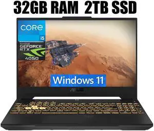 ASUS TUF Gaming F15 Gaming Laptop, 15.6" FHD 144Hz, Intel Core i5-13500H 12-Cores Processor, GeForce RTX 4050 6GB GDDR6 Graphics, Wi-Fi 6, Bluetooth 5.2, 32GB DDR4  2TB PCIe SSD, Windows 11