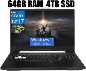 ASUS TUF Dash 15 Gaming Laptop, 15.6" 144Hz Full HD Display, Intel Core i7-12650H 10 Cores Processor, NVIDIA GeForce RTX 3070 8GB GDDR6, Backlit KB, Wi-Fi 6, 64GB DDR5  4TB PCIe SSD, Windows 11 Pro