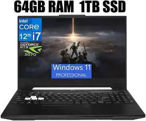 ASUS TUF Dash 15 Gaming Laptop, 15.6" 144Hz Full HD Display, Intel Core i7-12650H 10 Cores Processor, NVIDIA GeForce RTX 3070 8GB GDDR6, Backlit KB, Wi-Fi 6, 64GB DDR5  1TB PCIe SSD, Windows 11 Pro