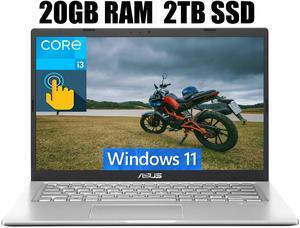 ASUS Vivobook 14 Laptop, 14" HD Touchscreen, 11th Gen Intel Core i3-1115G4 2 cores Processor, Intel UHD Graphics, HDMI, Webcam, 20GB DDR4  2TB PCIe SSD, Windows 11