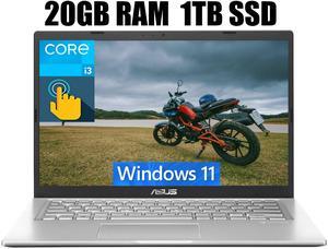 ASUS Vivobook 14 Laptop, 14" HD Touchscreen, 11th Gen Intel Core i3-1115G4 2 cores Processor, Intel UHD Graphics, HDMI, Webcam, 20GB DDR4  1TB PCIe SSD, Windows 11