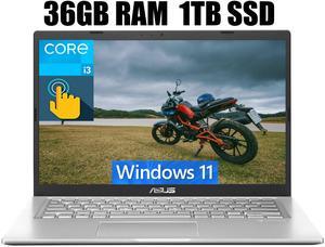 ASUS Vivobook 14 Laptop, 14" HD Touchscreen, 11th Gen Intel Core i3-1115G4 2 cores Processor, Intel UHD Graphics, HDMI, Webcam, 36GB DDR4  1TB PCIe SSD, Windows 11