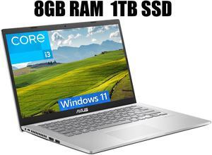 ASUS Vivobook 14 Laptop, 14" HD Display, 11th Gen Intel Core i3-1115G4 2 cores Processor, Intel UHD Graphics, WiFi 5 - Wireless-AC + Bluetooth, 8GB DDR4  1TB PCIe SSD, Windows 11
