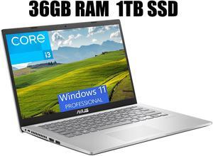 ASUS Vivobook 14 Laptop, 14" HD Display, 11th Gen Intel Core i3-1115G4 2 cores Processor, Intel UHD Graphics, WiFi 5 - Wireless-AC + Bluetooth, 36GB DDR4  1TB PCIe SSD, Windows 11 Pro