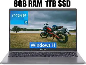 ASUS VivoBook 15 Thin and Light Laptop, 15.6" FHD (1920 x 1080) Display, Intel Core i5-1135G7 4 cores Processor, Intel Iris Xe Graphics, Fingerprint, 8GB DDR4  1TB PCIe SSD, Windows 11