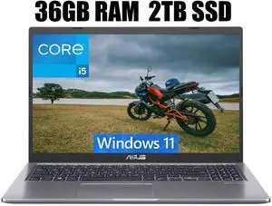 ASUS VivoBook 15 Thin and Light Laptop, 15.6" FHD (1920 x 1080) Display, Intel Core i5-1135G7 4 cores Processor, Intel Iris Xe Graphics, Fingerprint, 36GB DDR4  2TB PCIe SSD, Windows 11