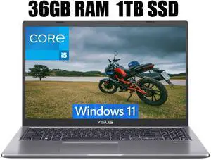 ASUS VivoBook 15 Thin and Light Laptop, 15.6" FHD (1920 x 1080) Display, Intel Core i5-1135G7 4 cores Processor, Intel Iris Xe Graphics, Fingerprint, 36GB DDR4  1TB PCIe SSD, Windows 11