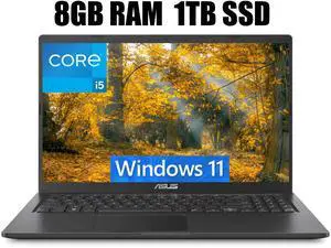 ASUS Vivobook 15 Laptop, 15.6" FHD (1920 x 1080) Display, Intel Core i5-1135G7 4 Cores Processor, Intel Iris Xe Graphics, Wi-Fi + Bluetooth, 8GB DDR4  1TB PCIe SSD, Windows 11