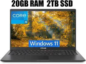 ASUS Vivobook 15 Laptop, 15.6" FHD (1920 x 1080) Display, Intel Core i5-1135G7 4 Cores Processor, Intel Iris Xe Graphics, Wi-Fi + Bluetooth, 20GB DDR4  2TB PCIe SSD, Windows 11