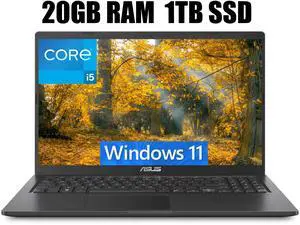 ASUS Vivobook 15 Laptop, 15.6" FHD (1920 x 1080) Display, Intel Core i5-1135G7 4 Cores Processor, Intel Iris Xe Graphics, Wi-Fi + Bluetooth, 20GB DDR4  1TB PCIe SSD, Windows 11