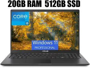ASUS Vivobook 15 Laptop, 15.6" FHD (1920 x 1080) Display, Intel Core i5-1135G7 4 Cores Processor, Intel Iris Xe Graphics, Wi-Fi + Bluetooth, 20GB DDR4  512GB PCIe SSD, Windows 11 Pro