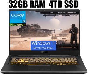 ASUS TUF 17 Gaming Laptop, 17.3" Full HD (1920 x 1080) 144Hz Display, Intel Core i5-11260H 6 Cores Processor, NVIDIA GeForce RTX 3050 Ti 4GB GDDR6, WiFi 6, 32GB DDR4  4TB PCIe SSD, Windows 11 Pro