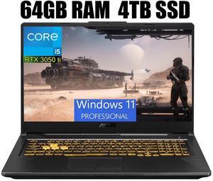 ASUS TUF 17 Gaming Laptop, 17.3" Full HD (1920 x 1080) 144Hz Display, Intel Core i5-11260H 6 Cores Processor, NVIDIA GeForce RTX 3050 Ti 4GB GDDR6, WiFi 6, 64GB DDR4  4TB PCIe SSD, Windows 11 Pro