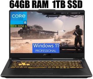 ASUS TUF 17 Gaming Laptop, 17.3" Full HD (1920 x 1080) 144Hz Display, Intel Core i5-11260H 6 Cores Processor, NVIDIA GeForce RTX 3050 Ti 4GB GDDR6, WiFi 6, 64GB DDR4  1TB PCIe SSD, Windows 11 Pro