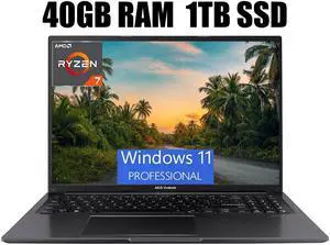 ASUS VivoBook 16 Laptop, 16" WUXGA (1920 x 1200) Display, AMD Ryzen 7 7730U 8 Cores Processor, AMD Radeon Graphics, Fingerprint Sensor, 40GB DDR4  1TB PCIe SSD, Windows 11 Pro