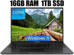 ASUS Vivobook 16 Laptop, 16" WUXGA (1920 x 1200) 16:10 Display, Intel Core i5-13500H 12 cores Processor, Intel UHD Graphics, Wi-Fi 5 + Bluetooth 4.1, 16GB DDR4  1TB PCIe SSD, Windows 11