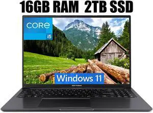 ASUS Vivobook 16 Laptop, 16" WUXGA (1920 x 1200) 16:10 Display, Intel Core i5-13500H 12 cores Processor, Intel UHD Graphics, Wi-Fi 5 + Bluetooth 4.1, 16GB DDR4  2TB PCIe SSD, Windows 11