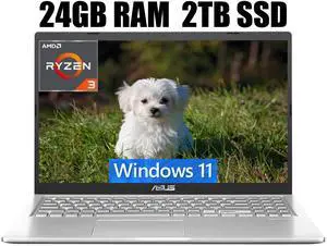 ASUS VivoBook 15 Laptop, 15.6" FHD (1920 x 1080) Display, AMD Dual-core Ryzen 3 3250U Processor, AMD Radeon Graphics, Wi-Fi 5 + Bluetooth 5.1, 24GB DDR4  2TB PCIe SSD, Windows 11