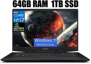 MSI Stealth GS77 17 Gaming Laptop, 17.3" FHD 144Hz Display, Intel Core i7-12700H 14 Cores, NVIDIA GeForce RTX 3060 6GB GDDR6 Graphics, Thunderbolt 4, 64GB DDR5 1TB PCIe SSD, Windows 11 Pro MSI Stealth GS77 17 Gaming Laptop, 17.3" FHD 144Hz Display, Intel Core i7-12700H 14 Cores, NVIDIA GeForce RTX 3060 6GB GDDR6 Graphics, Thunderbolt 4, 64GB DDR5 1TB PCIe SSD, Windows 11 Pro