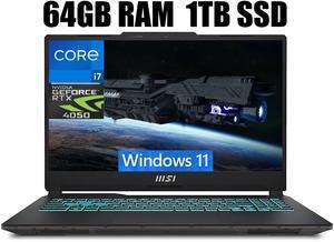 MSI Cyborg 15 Gaming Laptop, 15.6" FHD 144Hz Display, Intel Core i7-13620H 10 Cores Processor, NVIDIA GeForce RTX 4050 6GB GDDR6, Backlit KB, Wi-Fi 6, 64GB DDR5  1TB PCIe SSD, Windows 11