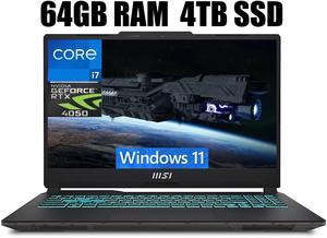 MSI Cyborg 15 Gaming Laptop, 15.6" FHD 144Hz Display, Intel Core i7-13620H 10 Cores Processor, NVIDIA GeForce RTX 4050 6GB GDDR6, Backlit KB, Wi-Fi 6, 64GB DDR5  4TB PCIe SSD, Windows 11