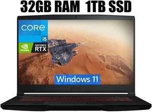 MSI Thin GF63 15 Gaming Laptop, 15.6" FHD 144Hz Display, Intel Core i5-12450H 10 cores Up to 4.7 GHz Processor, GeForce RTX 2050 4 GB, Cooler Boost 5, 32GB DDR4 1TB PCIe SSD, Windows 11 MSI Thin GF63 15 Gaming Laptop, 15.6" FHD 144Hz Display, Intel Core i5-12450H 10 cores Up to 4.7 GHz Processor, GeForce RTX 2050 4 GB, Cooler Boost 5, 32GB DDR4 1TB PCIe SSD, Windows 11