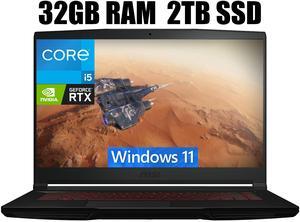 MSI Thin GF63 15 Gaming Laptop, 15.6" FHD 144Hz Display, Intel Core i5-12450H 10 cores Up to 4.7 GHz Processor, GeForce RTX 2050 4 GB, Cooler Boost 5, 32GB DDR4  2TB PCIe SSD, Windows 11