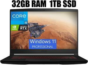 MSI Thin GF63 15 Gaming Laptop, 15.6" FHD 144Hz Display, Intel Core i5-12450H 10 cores Up to 4.7 GHz Processor, GeForce RTX 2050 4 GB, Cooler Boost 5, 32GB DDR4  1TB PCIe SSD, Windows 11 Pro