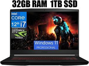MSI Thin GF63 15 Gaming Laptop, 15.6" FHD 144Hz, Intel Core i7-12650H 10-Cores Processor, GeForce RTX 4050 6GB GDDR6 Graphics, Type-C, Cooler Boost 5, 32GB DDR4  1TB PCIe SSD, Windows 11 Pro