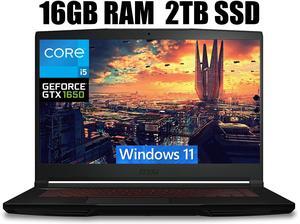 MSI GF63 Thin 15 Gaming Laptop, 15.6" FHD Display, Intel Core i5-11400H 6 core Processor, NVIDIA GeForce GTX 1650 4GB, Backlit Keyboard, Bluetooth 5.1, 16GB DDR4 2TB PCIe SSD, Windows 11 MSI GF63 Thin 15 Gaming Laptop, 15.6" FHD Display, Intel Core i5-11400H 6 core Processor, NVIDIA GeForce GTX 1650 4GB, Backlit Keyboard, Bluetooth 5.1, 16GB DDR4 2TB PCIe SSD, Windows 11