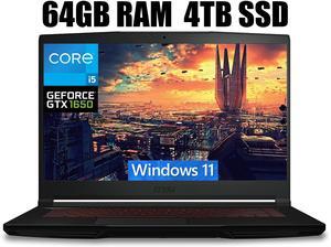 MSI GF63 Thin 15 Gaming Laptop, 15.6" FHD Display, Intel Core i5-11400H 6 core Processor, NVIDIA GeForce GTX 1650 4GB, Backlit Keyboard, Bluetooth 5.1, 64GB DDR4 4TB PCIe SSD, Windows 11 MSI GF63 Thin 15 Gaming Laptop, 15.6" FHD Display, Intel Core i5-11400H 6 core Processor, NVIDIA GeForce GTX 1650 4GB, Backlit Keyboard, Bluetooth 5.1, 64GB DDR4 4TB PCIe SSD, Windows 11