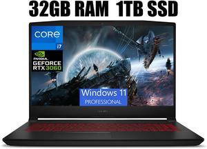 MSI Katana GF66 15 Gaming Laptop, 15.6" FHD 144Hz Display, Intel Core i7-11800H 8 Core Processor, NVIDIA GeForce RTX 3060 6GB GDDR6, Wi-Fi 6, Backlit Keyboard, 32GB DDR4  1TB PCIe SSD, Windows 11 Pro