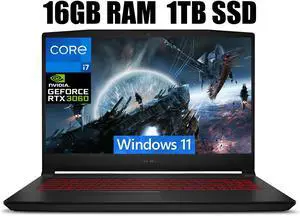 MSI Katana GF66 15 Gaming Laptop, 15.6" FHD 144Hz Display, Intel Core i7-11800H 8 Core Processor, NVIDIA GeForce RTX 3060 6GB GDDR6, Wi-Fi 6, Backlit Keyboard, 16GB DDR4  1TB PCIe SSD, Windows 11
